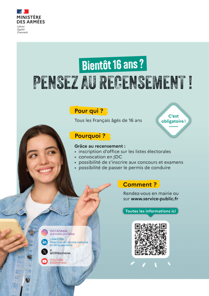 Recensement citoyen : une d&eacute;marche obligatoire d&egrave;s 16 ans