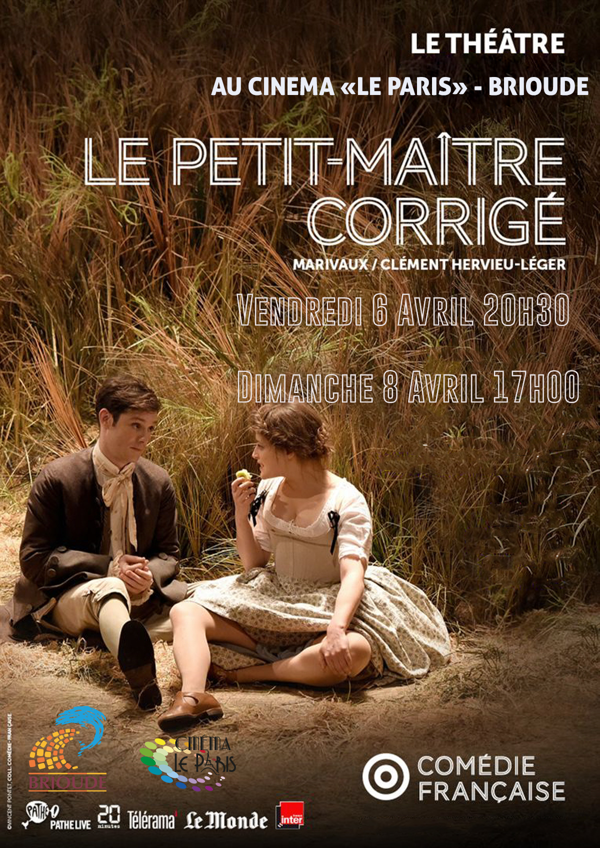 SAISON CULTURELLE - LA COMÉDIE FRANÇAISE s’invite à Brioude "LE PETIT MAÎTRE CORRIGÉ"